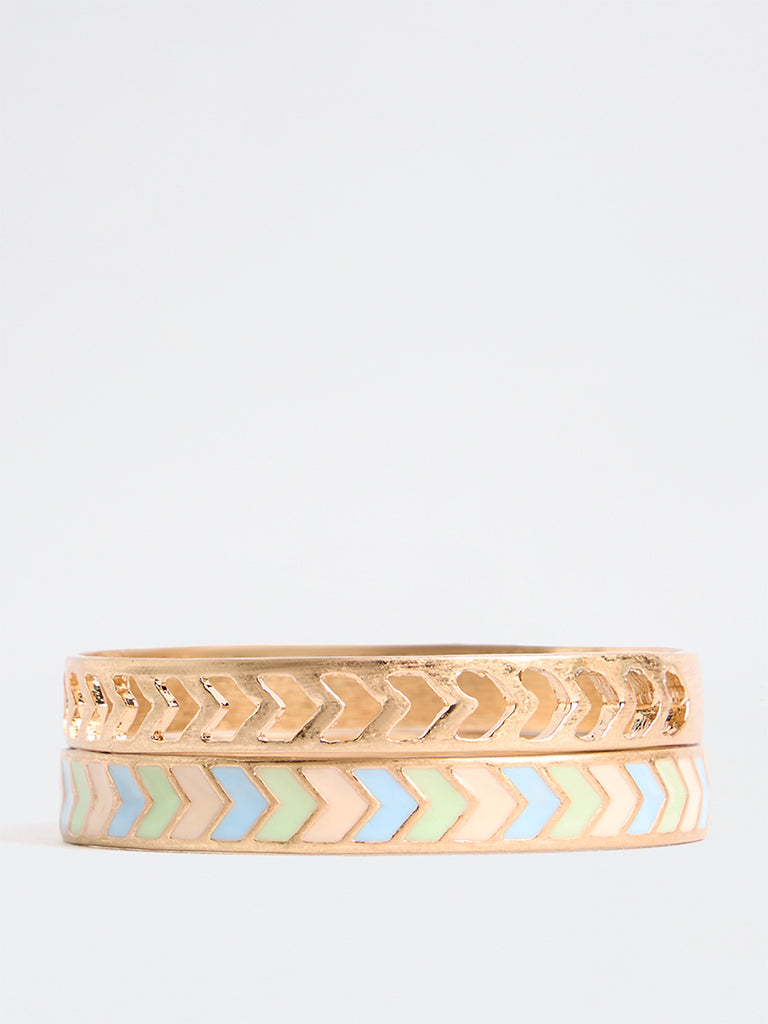 Westside Accessories Gold Chevron Pattern Bangles - Pack of 2