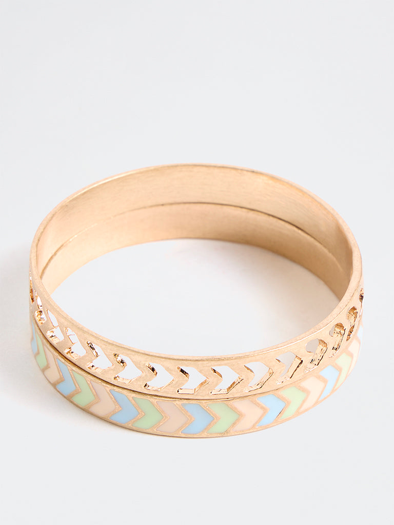 Westside Accessories Gold Chevron Pattern Bangles - Pack of 2