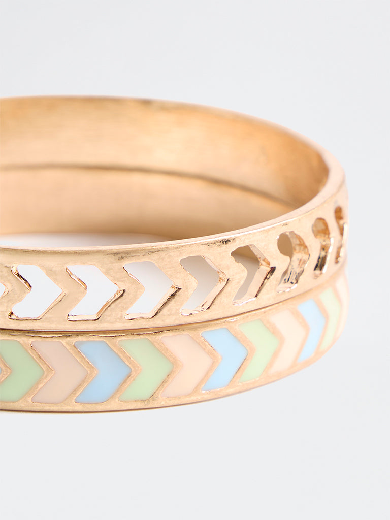 Westside Accessories Gold Chevron Pattern Bangles - Pack of 2