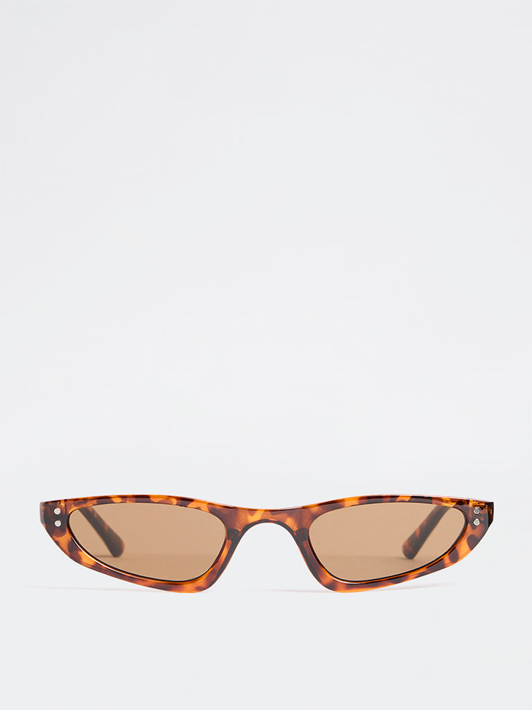Westside Accessories Brown Animal Design Cateye Sunglasses - Comes with a Pouch and Cleaning Cloth