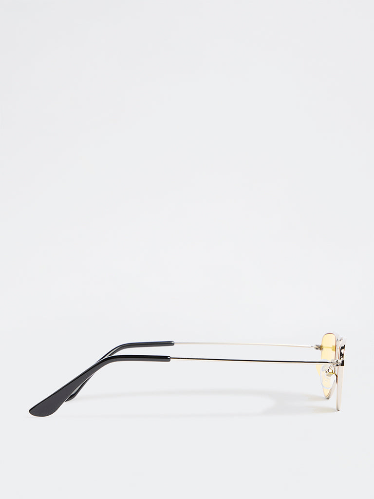 Westside Accessories Yellow Geometric Metal Sunglasses - Comes with a Pouch and Cleaning Cloth