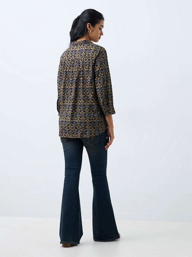 Utsa Black Floral Printed Tunic