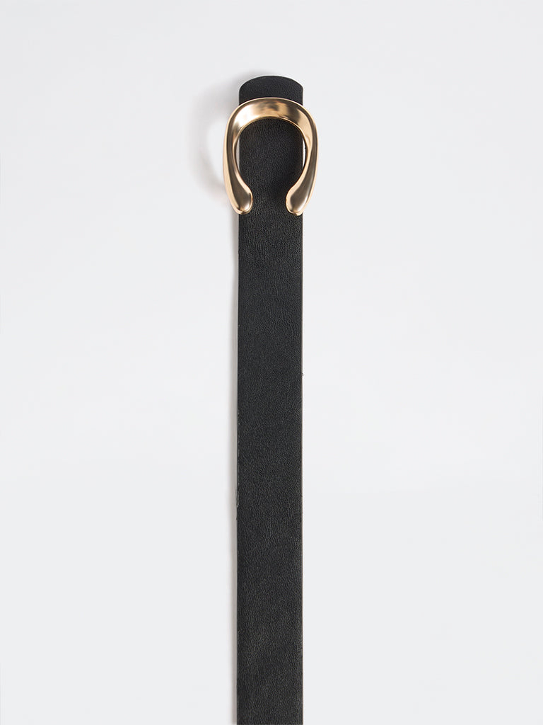 Westside Accessories Black Textured Horseshoe Buckle Belt