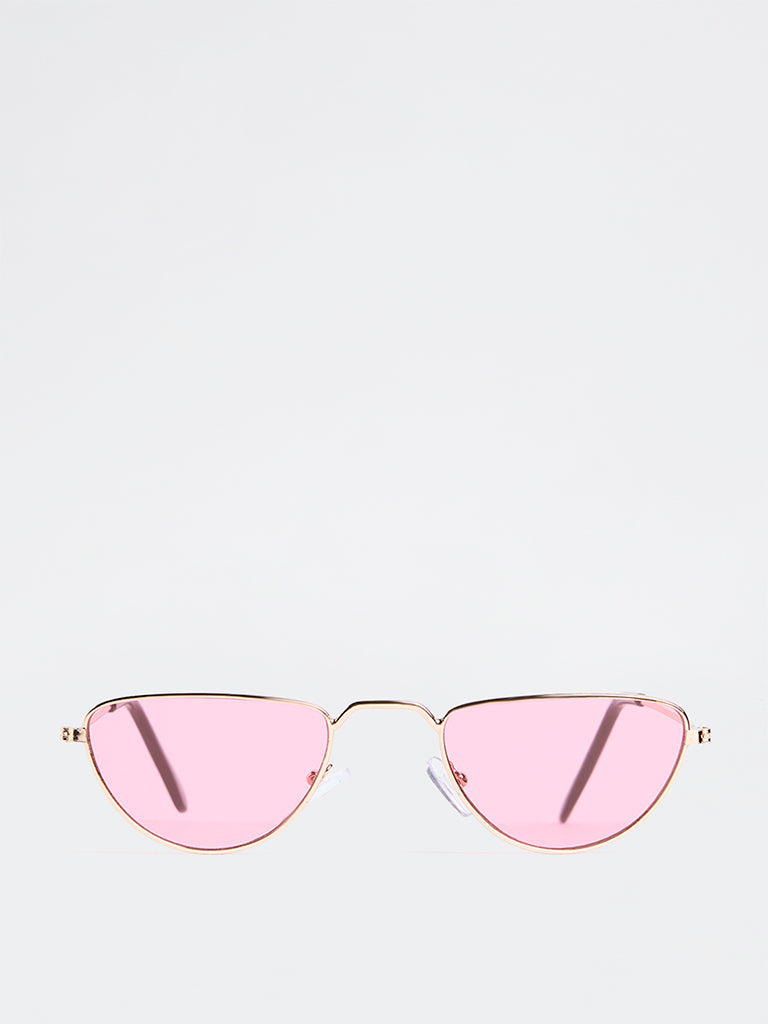 Westside Accessories Pink Geometric Metal Sunglasses - Comes with a Pouch and Cleaning Cloth