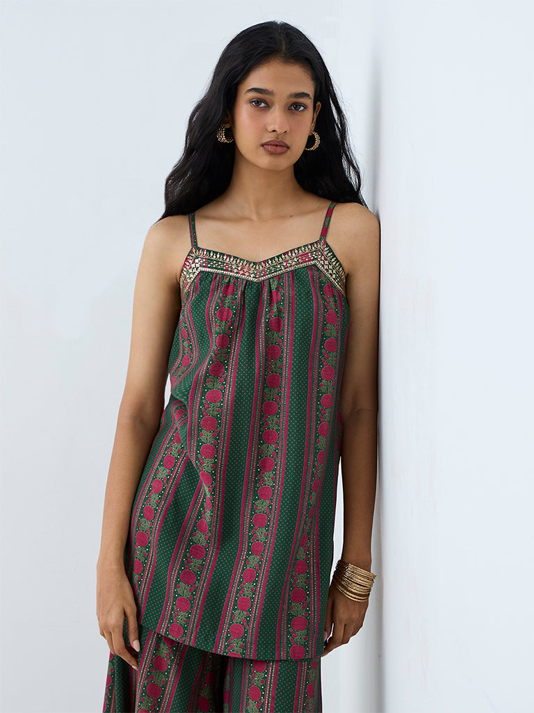 Utsa Green Floral Printed Tunic