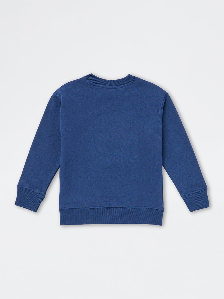 HOP Kids Boys Navy Safari-Theme Cotton-Blend Sweatshirt