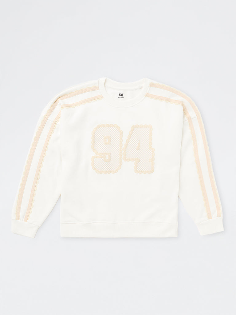 Girls Off-White Numerical Embroidered Cotton-Blend Sweatshirt