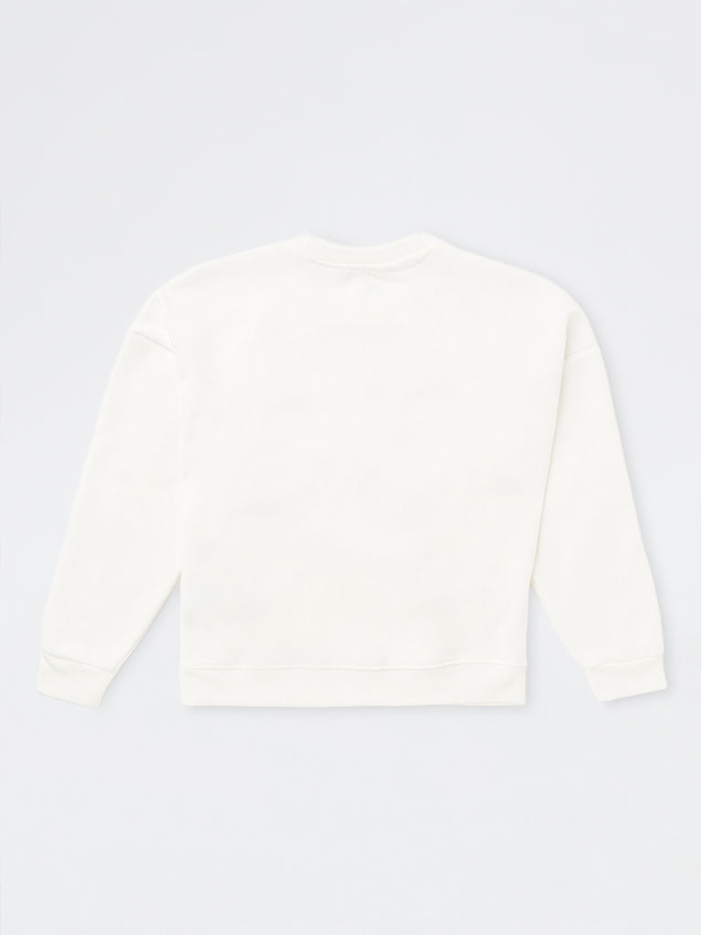Girls Off-White Numerical Embroidered Cotton-Blend Sweatshirt