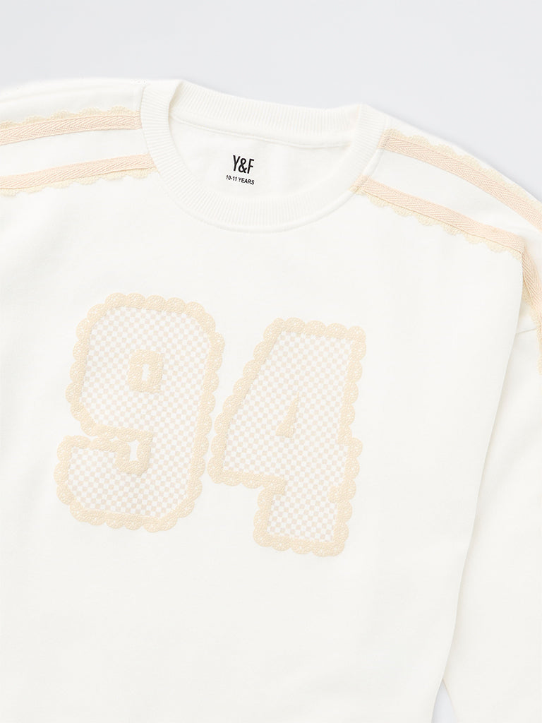 Girls Off-White Numerical Embroidered Cotton-Blend Sweatshirt