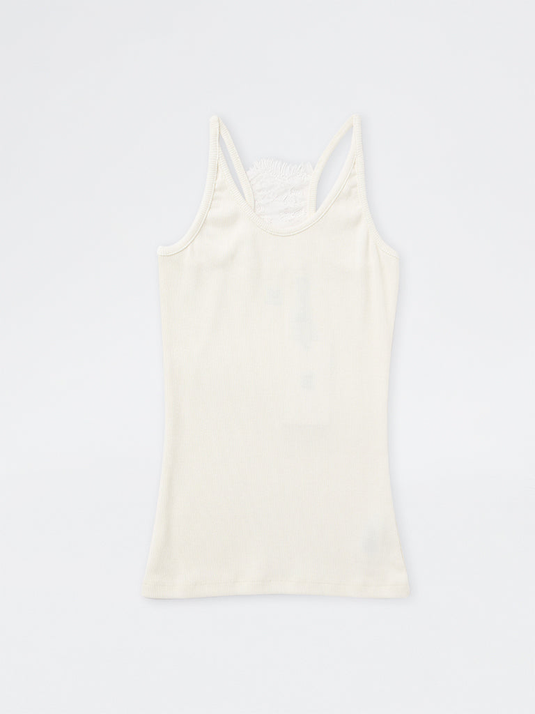 Girls Cream Ribbed Cotton-Blend Top