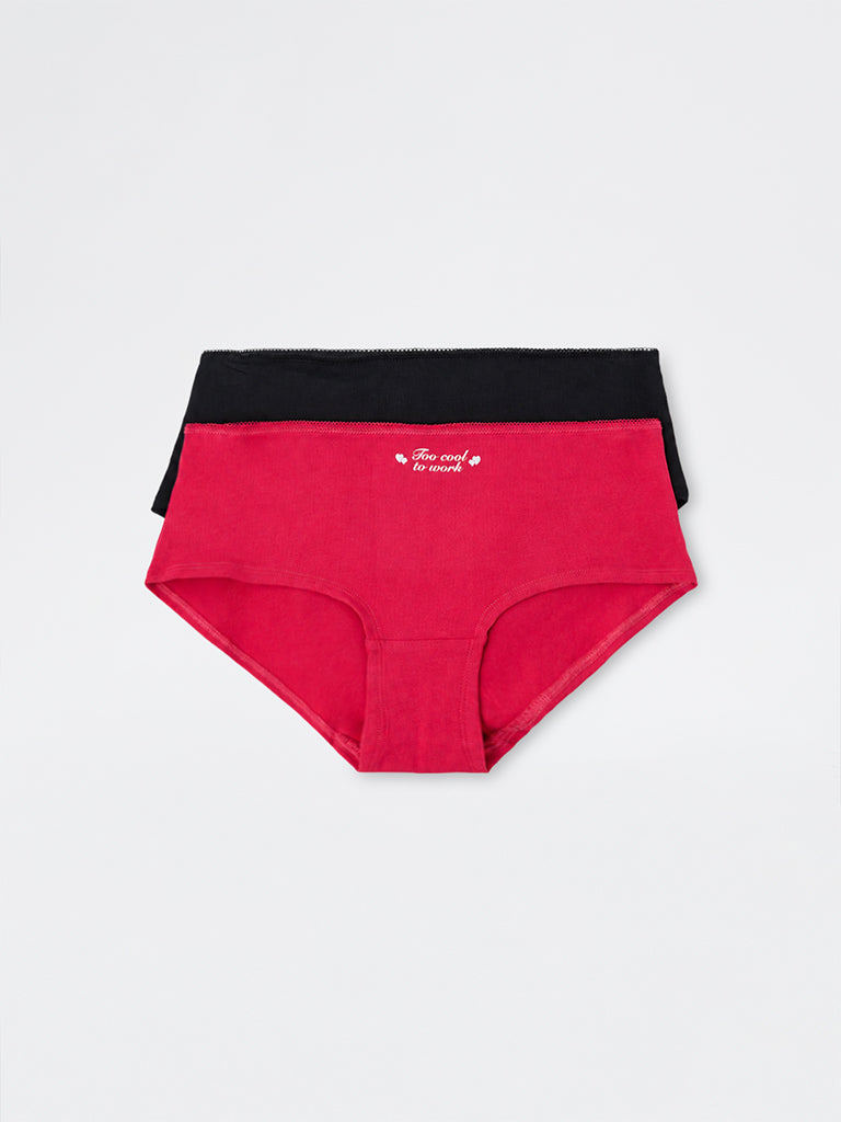 Superstar Black Low-Rise Cotton-Blend Briefs - Pack of 2
