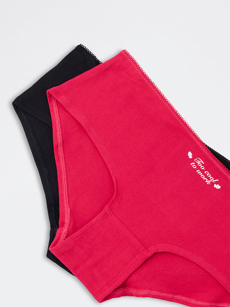 Superstar Black Low-Rise Cotton-Blend Briefs - Pack of 2