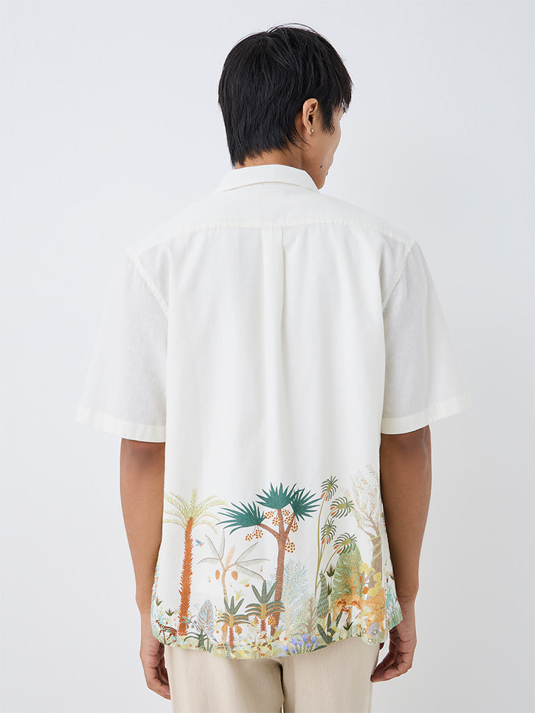 ETA Off-White Nature-Theme Relaxed-Fit Cotton-Blend Shirt