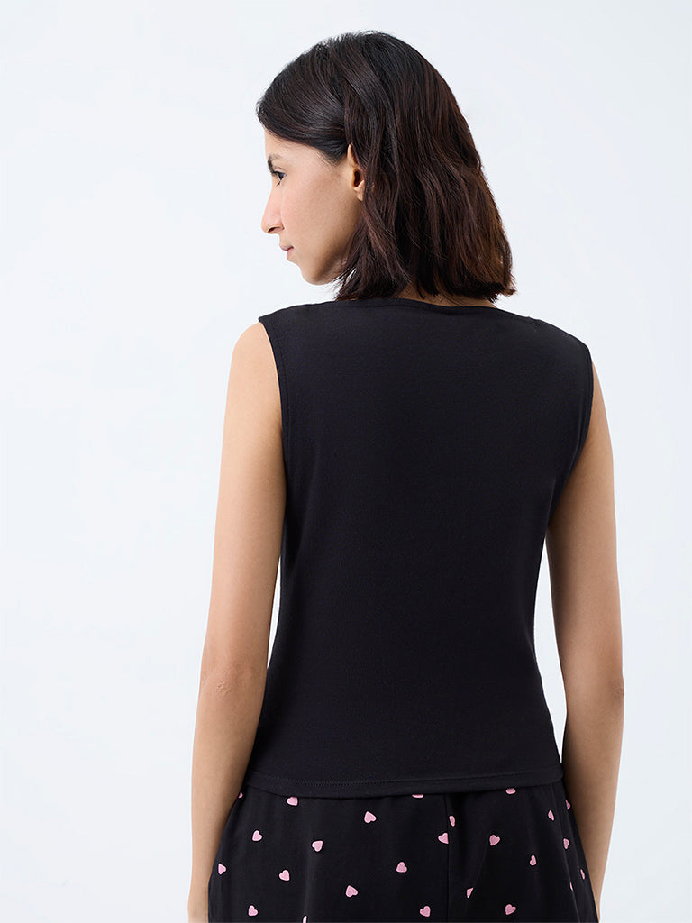 Superstar Black Solid Cotton-Blend Camisole