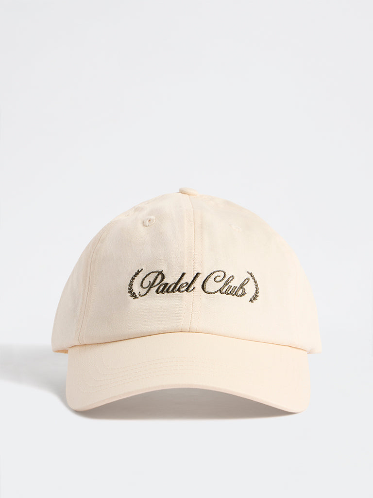 Westside Accessories Off-White Text Embroidered Cap