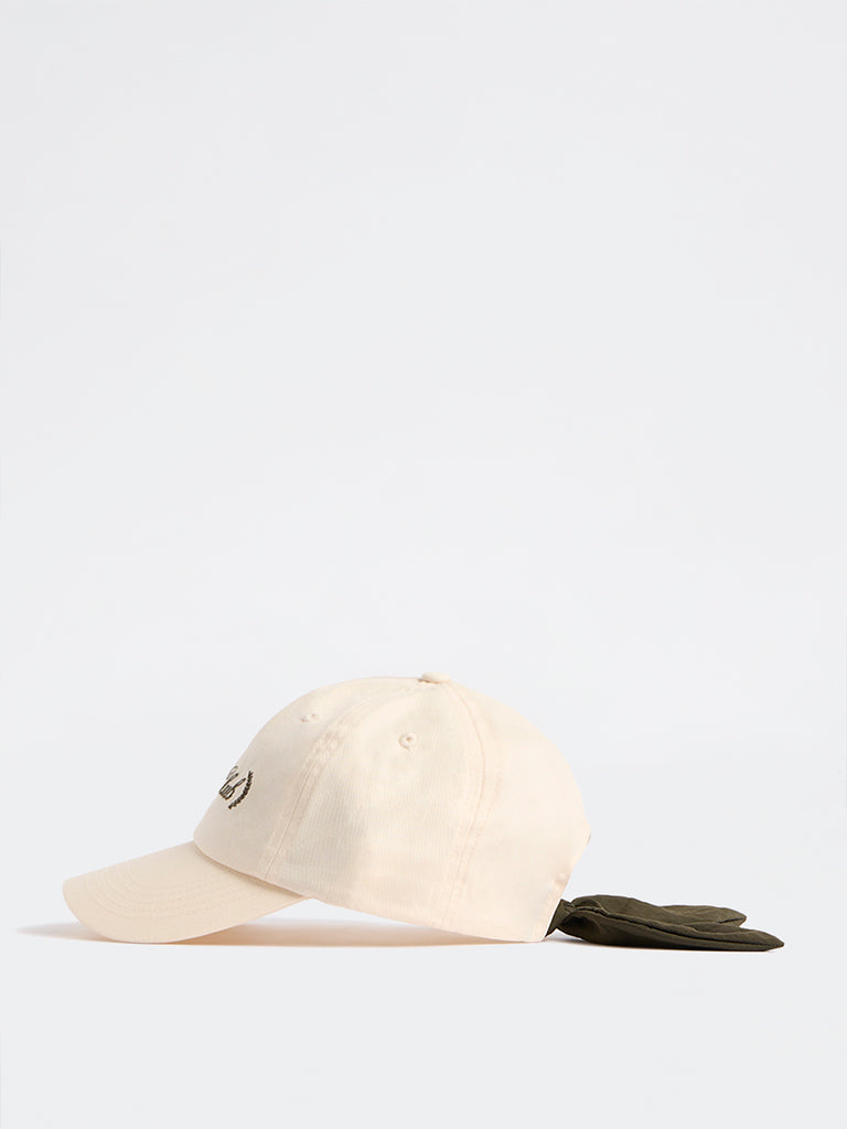 Westside Accessories Off-White Text Embroidered Cap