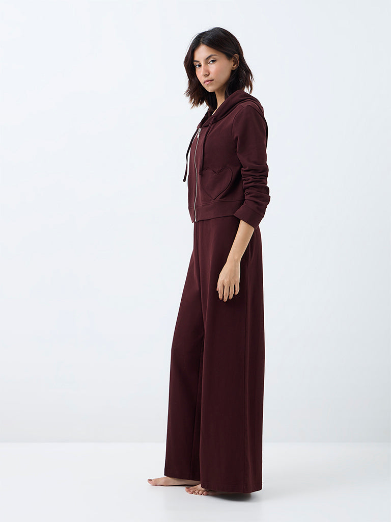 Superstar Dark Brown Solid High-Rise Cotton Pants