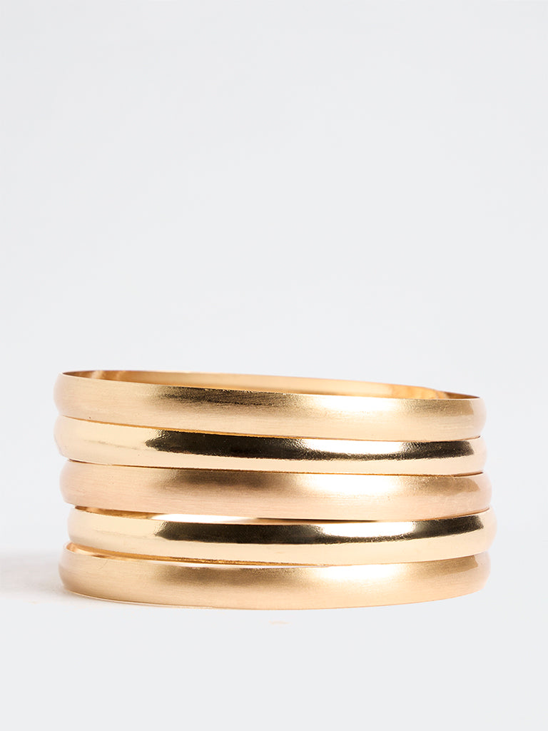 Westside Accessories Gold Puffy Bangles - Pack of 5