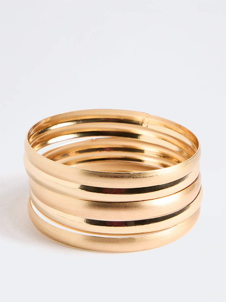Westside Accessories Gold Puffy Bangles - Pack of 5