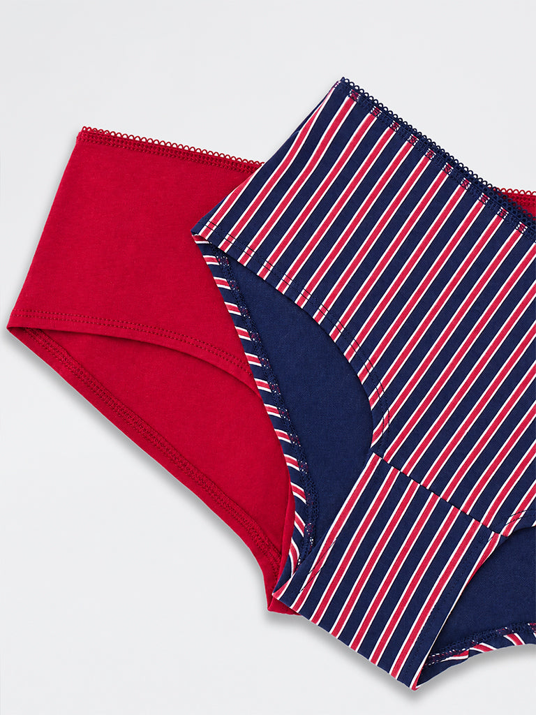 Superstar Navy Striped Low-Rise Cotton-Blend Briefs - Pack of 2