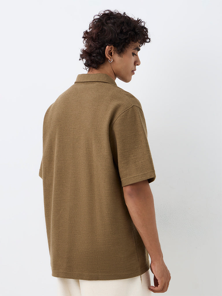ETA Khaki Textured Relaxed-Fit T-Shirt