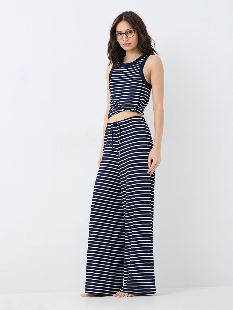 Superstar Navy Striped High-Rise Pants