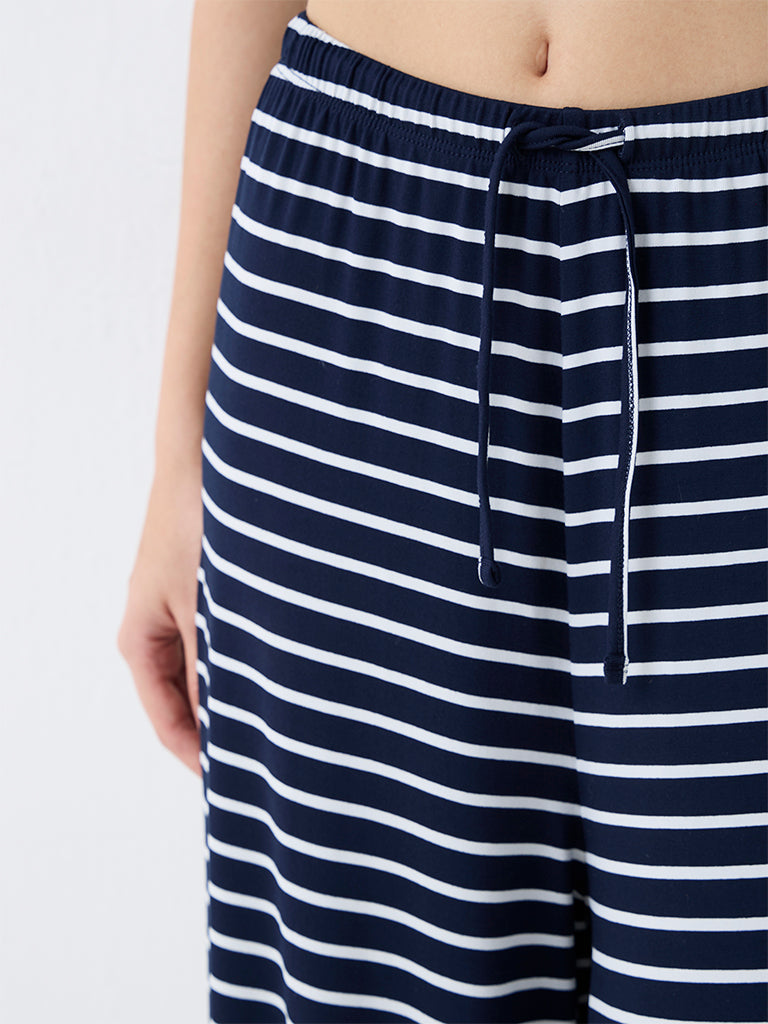 Superstar Navy Striped High-Rise Pants