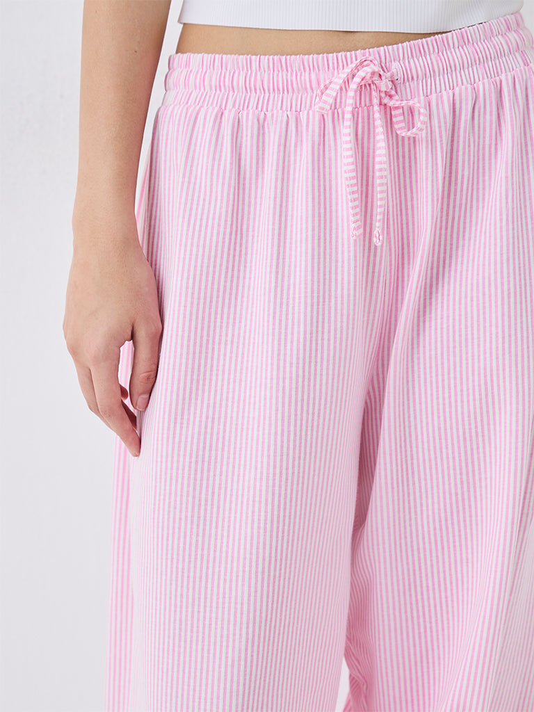 Superstar Pink Striped High-Rise Cotton-Blend Balloon Joggers