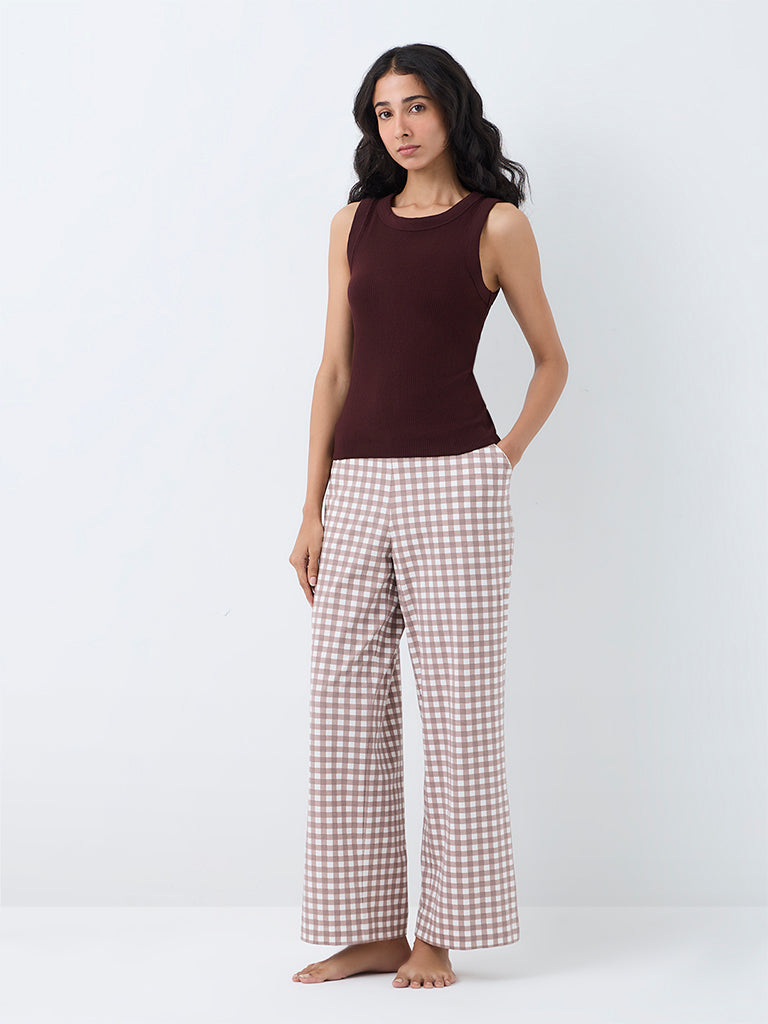 Superstar Dark Brown Ribbed-Textured Tank Top