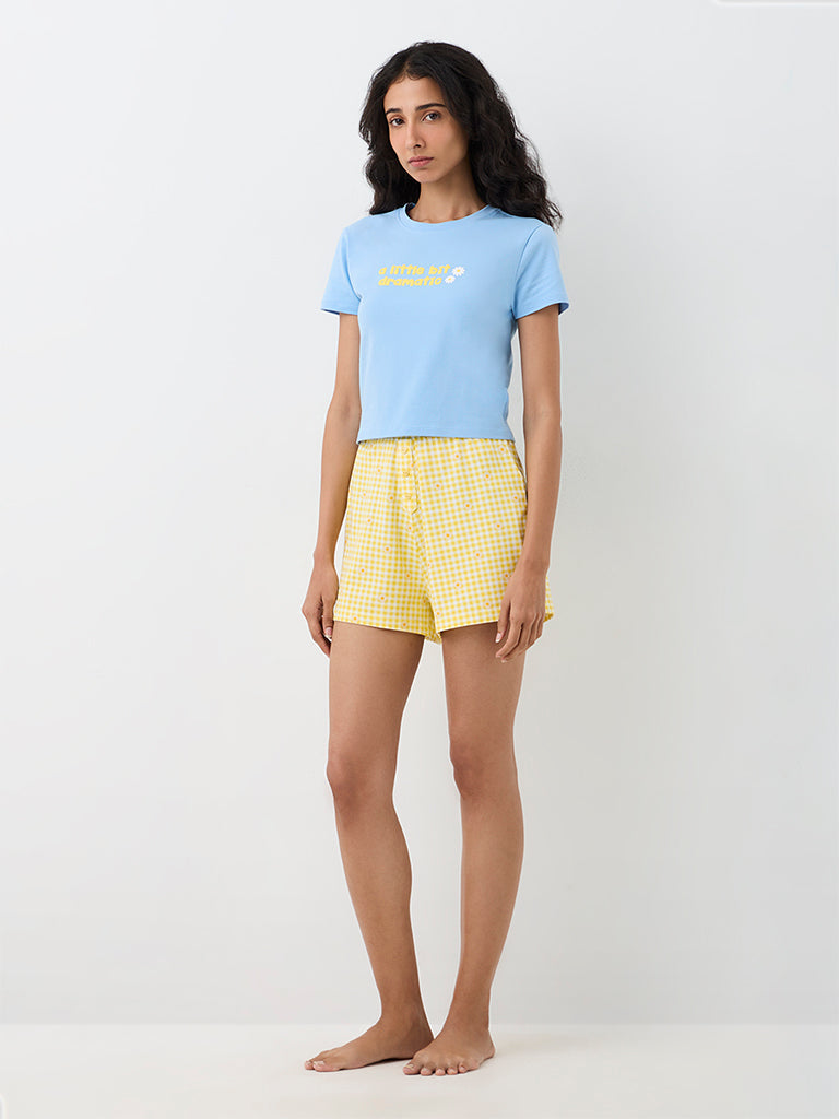 Superstar Light Blue Text Design Cotton-Blend T-Shirt