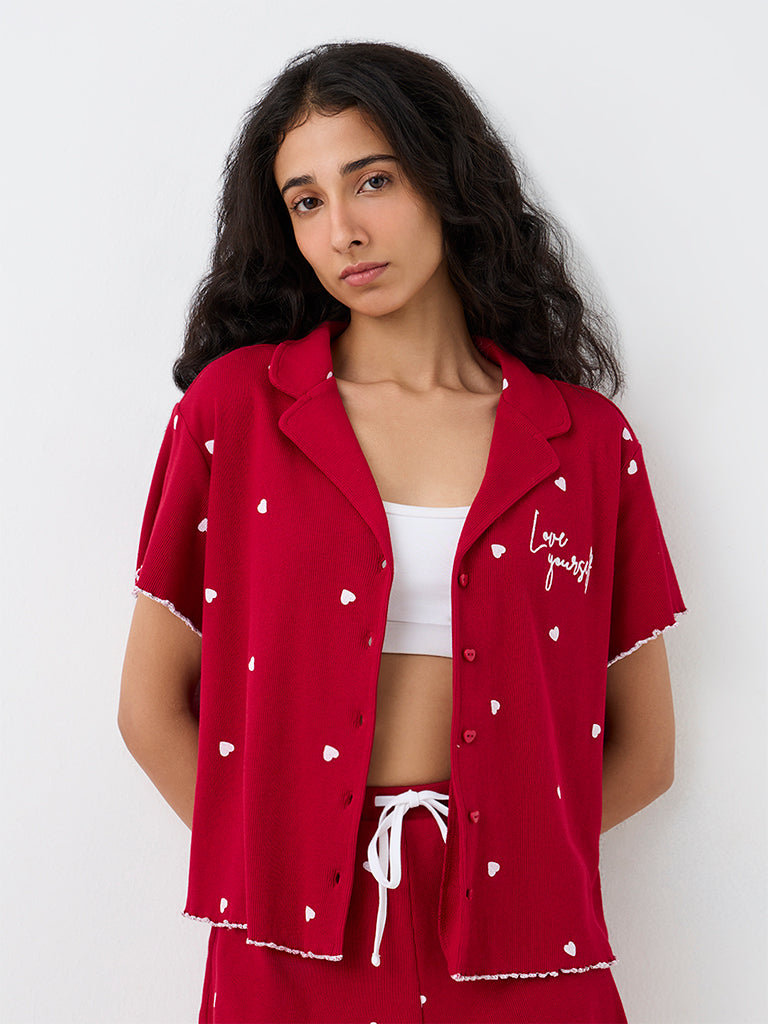 Superstar Red Heart Printed Cotton-Blend Shirt