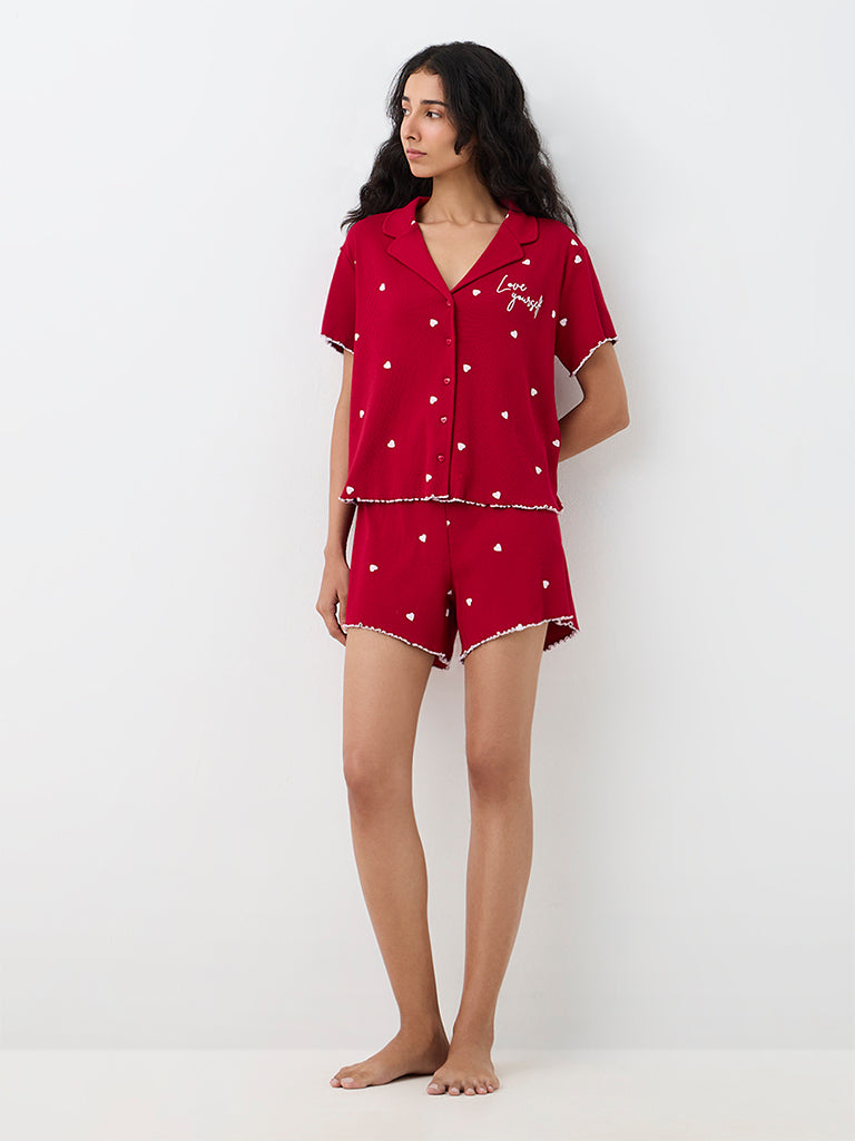 Superstar Red Heart Printed Cotton-Blend Shirt
