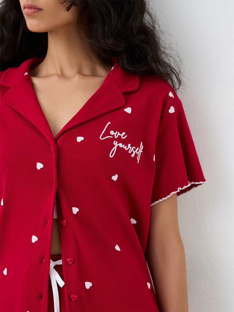 Superstar Red Heart Printed Cotton-Blend Shirt