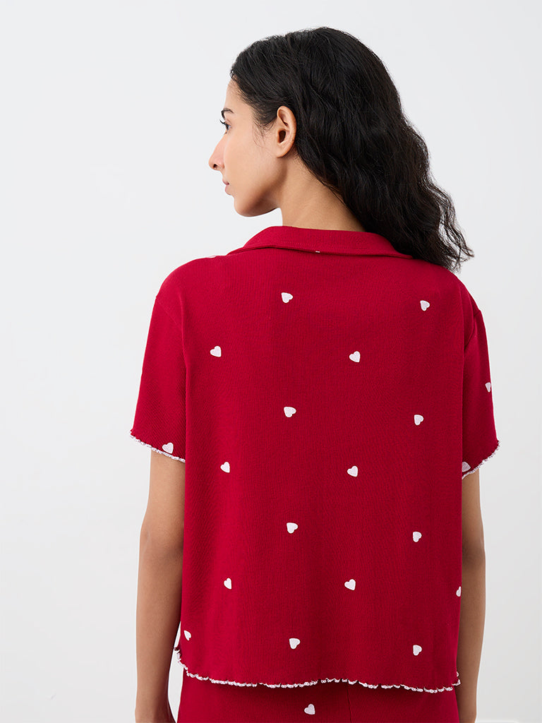 Superstar Red Heart Printed Cotton-Blend Shirt