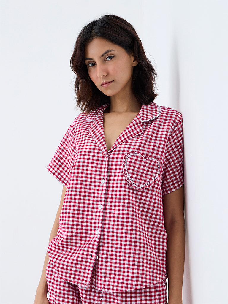 Superstar Red Gingham Checkered Cotton Shirt