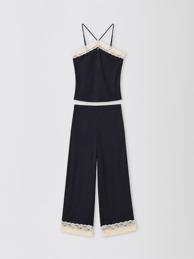 Luxury Satin Lace-Trim Camisole Set