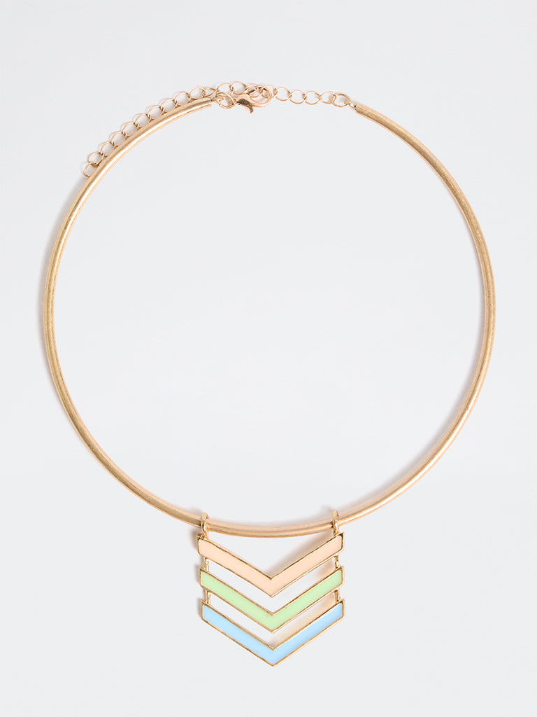 Westside Accessories Gold Chevron Pendant Hasli Necklace