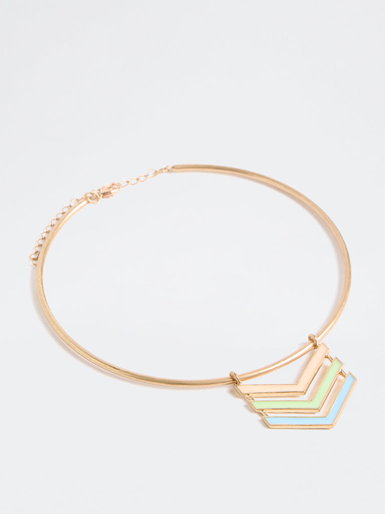 Westside Accessories Gold Chevron Pendant Hasli Necklace