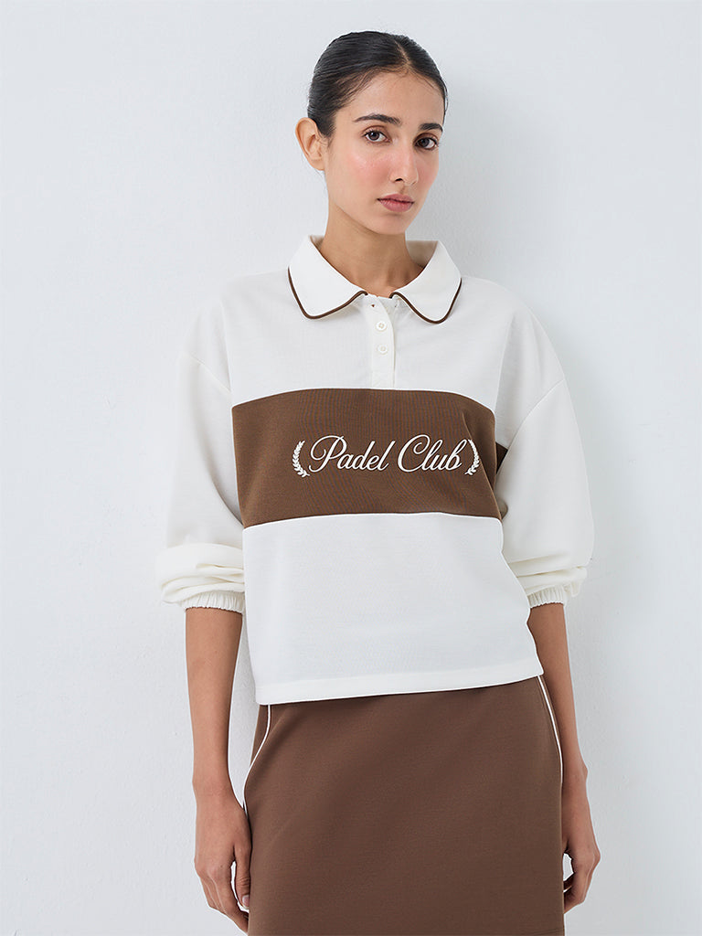 Nuoflexx White Colour-Blocked T-Shirt