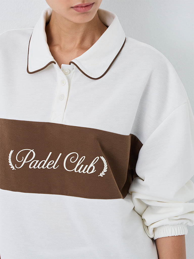 Nuoflexx White Colour-Blocked T-Shirt