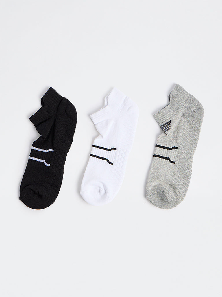 WES Lounge Multicolour Striped Cotton-Blend Sneaker Socks - Pack of 3