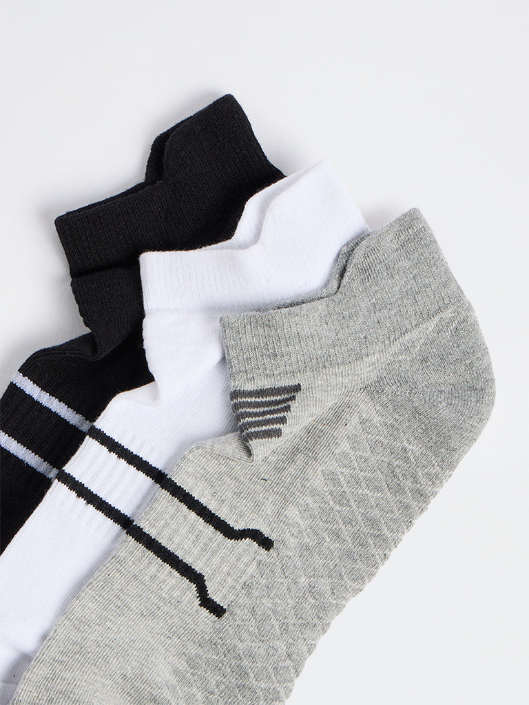 WES Lounge Multicolour Striped Cotton-Blend Sneaker Socks - Pack of 3