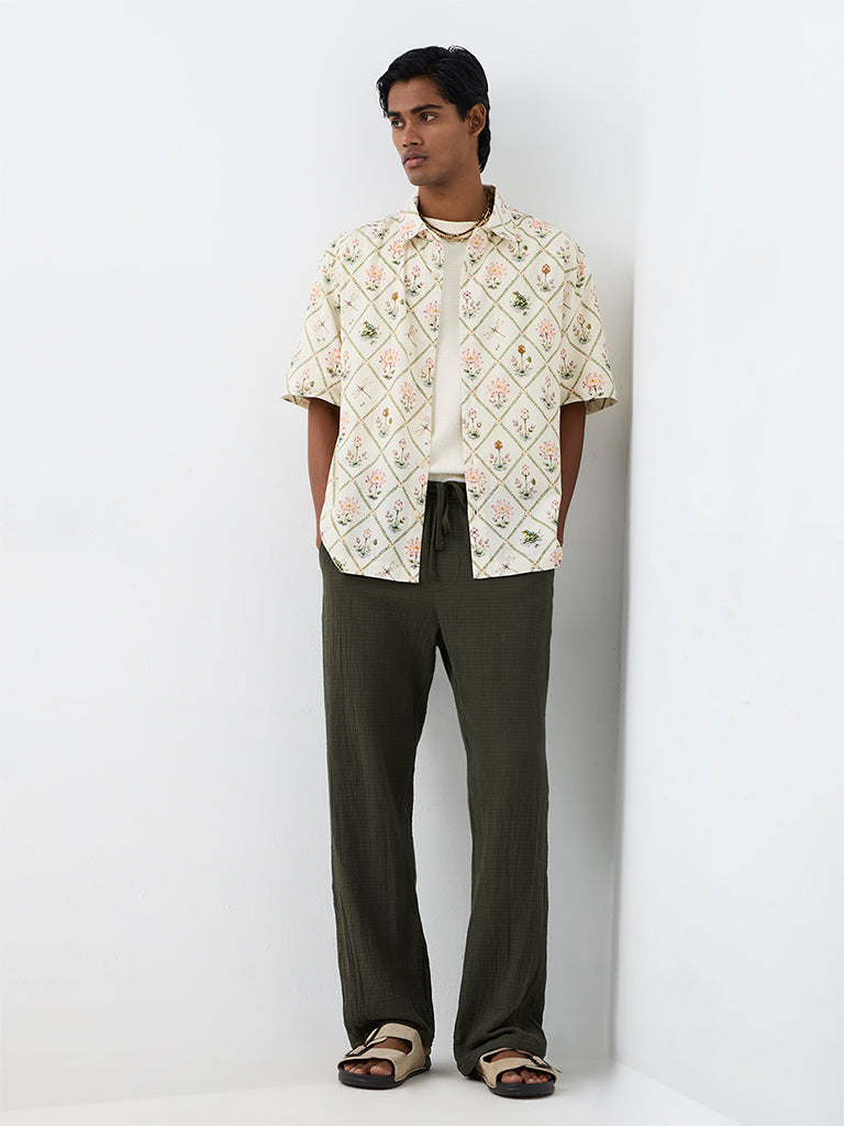 ETA Off-White Nature-Inspired Relaxed-Fit Cotton Shirt