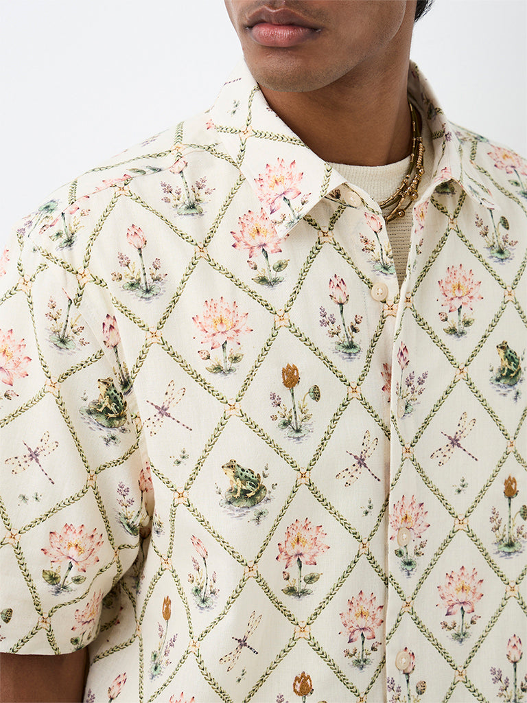ETA Off-White Nature-Inspired Relaxed-Fit Cotton Shirt