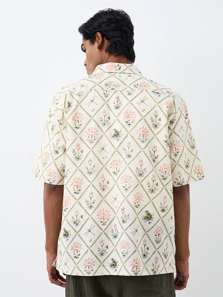 ETA Off-White Nature-Inspired Relaxed-Fit Cotton Shirt