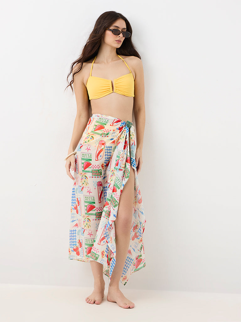 Wunderlove Swimwear Multicolour Printed Sarong