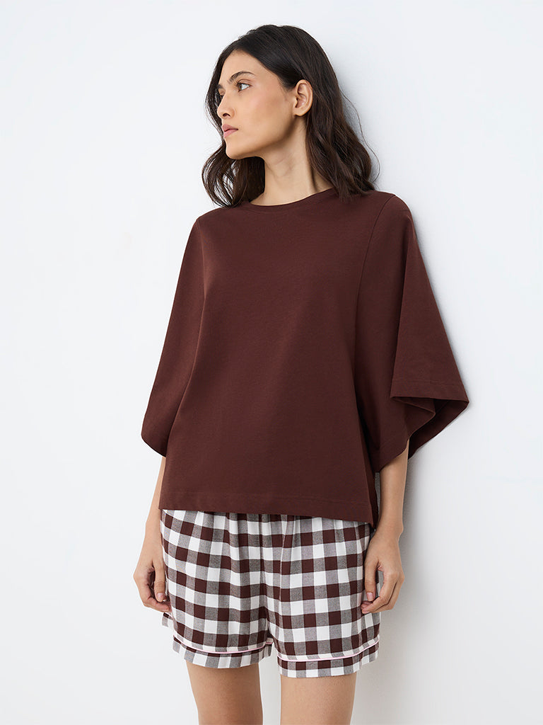 Wunderlove Dark Brown Solid T-Shirt