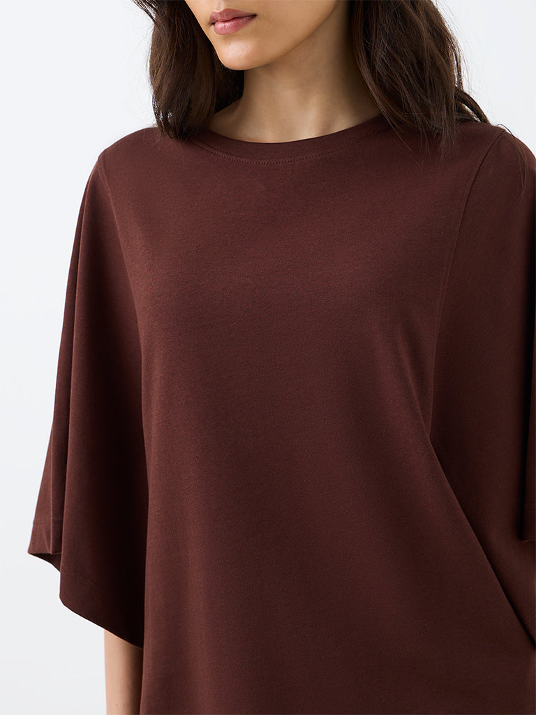 Wunderlove Dark Brown Solid T-Shirt