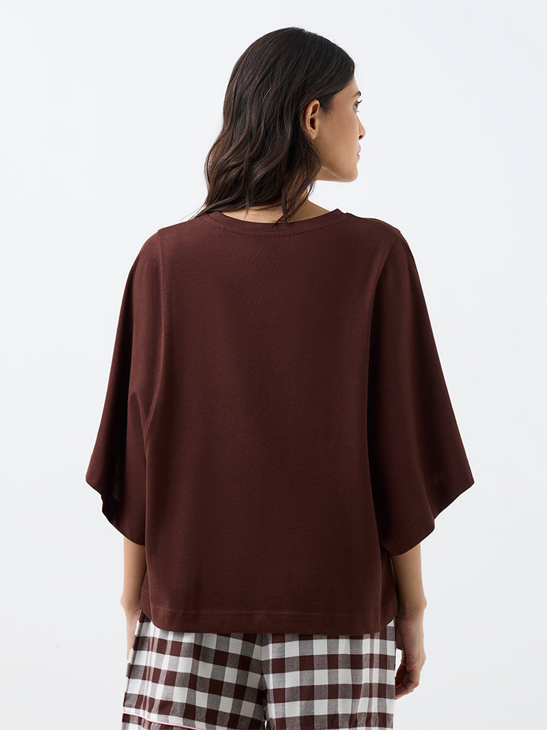 Wunderlove Dark Brown Solid T-Shirt