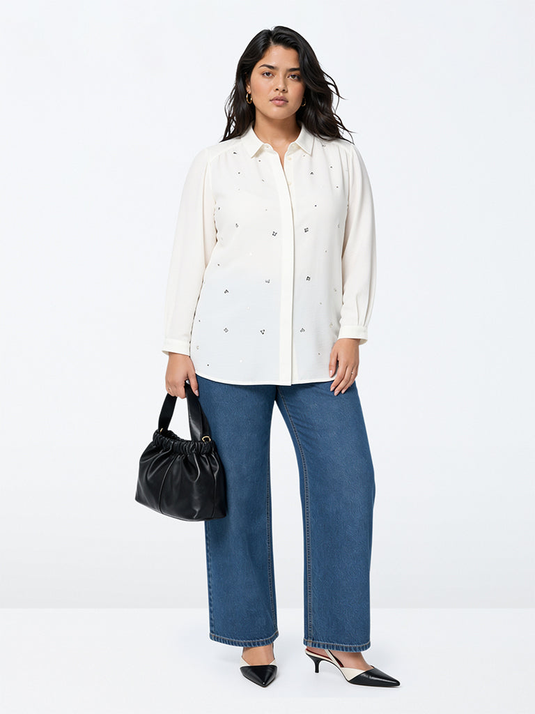 Gia Ivory Sequin Embellished Shirt